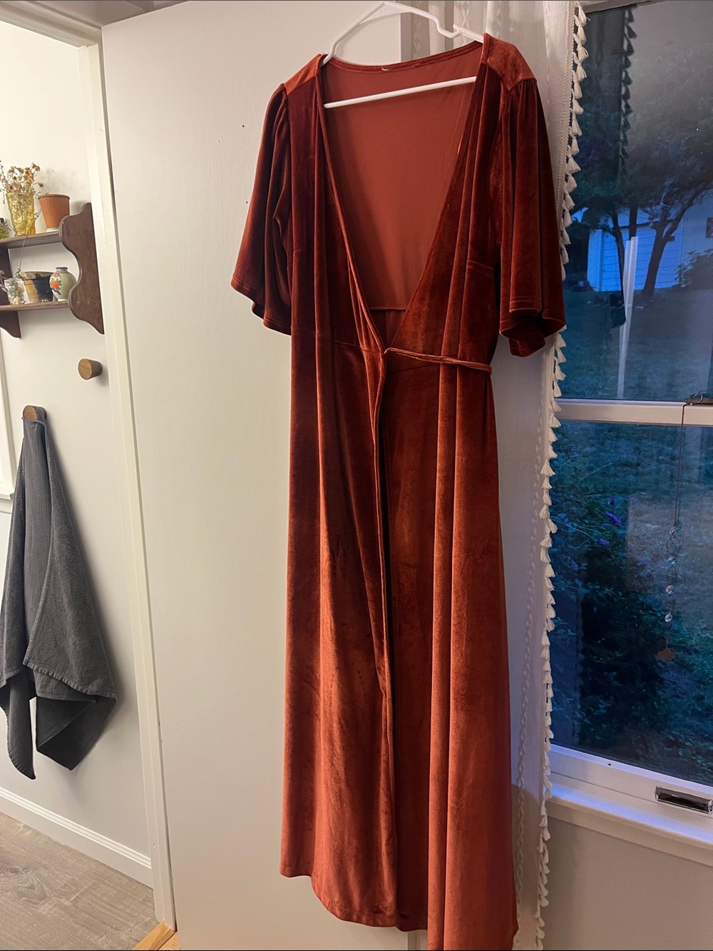Baltic Born Rust Velvet Wrap Maxi Dress